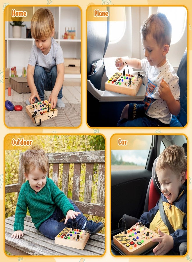 OAKJAR Busy Board with Led Light, Montessori Toys for 1-3 Years Old Boys Girls Wooden Toddler Toys Birthday Gift Educational Toys for 1+ Year Old, Toddler Travel Toy Sensory Toys for Kids with Autism - Image 5